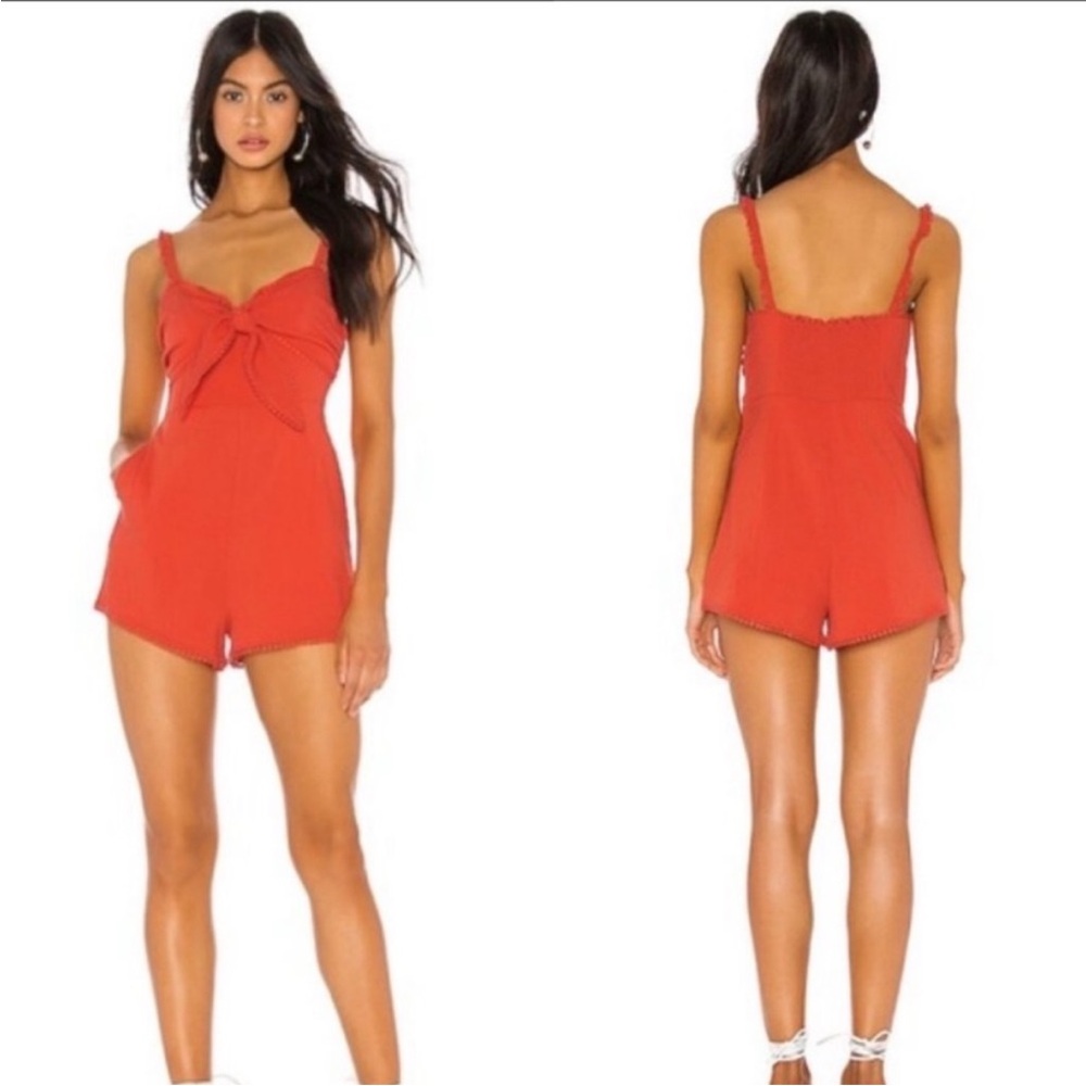 Majorelle Joyce Linen Blend Romper in Red Sz S EUC Summer Sexy Beachy Date